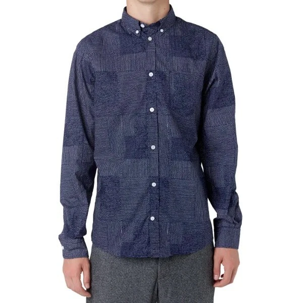 $168 Camisa Mediana Norse Projects Anton Lunares Collage Denim De Colección Azul Occidental Foto 1 de 4