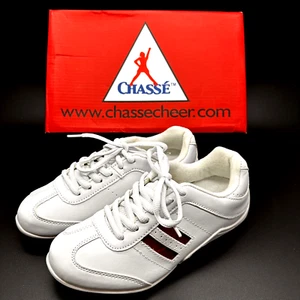 Chasse Cheer Sneakers Flip II  Sz 5 NEW White Red stripe Lace Up Sneakers - Picture 1 of 20