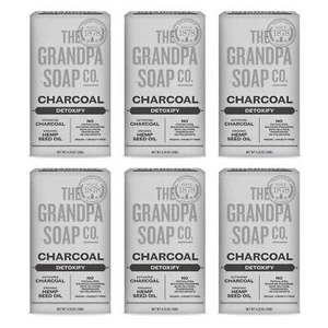 Activated Charcoal Bar Soap Pack of 6 Vegan Cruelty Free Deep Clean 425 Ounce - Picture 1 of 7