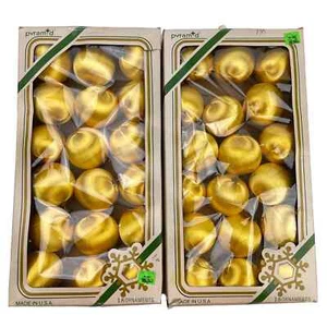 Vintage Christmas Ornaments Pyramid Satin Sheen Gold Thread Made in USA 36 Total - Picture 1 of 16