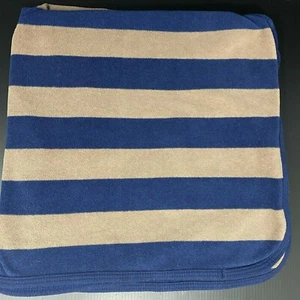 Carters Navy Blue and Brown Stripes Baby Blanket Fleece Lovey Security 29 x 29 - Picture 1 of 4
