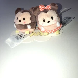 NEW!!! Disney Parks Mini Mickey and Minnie Mouse Ufufy Plush 2.5 inches on Card - Picture 1 of 4