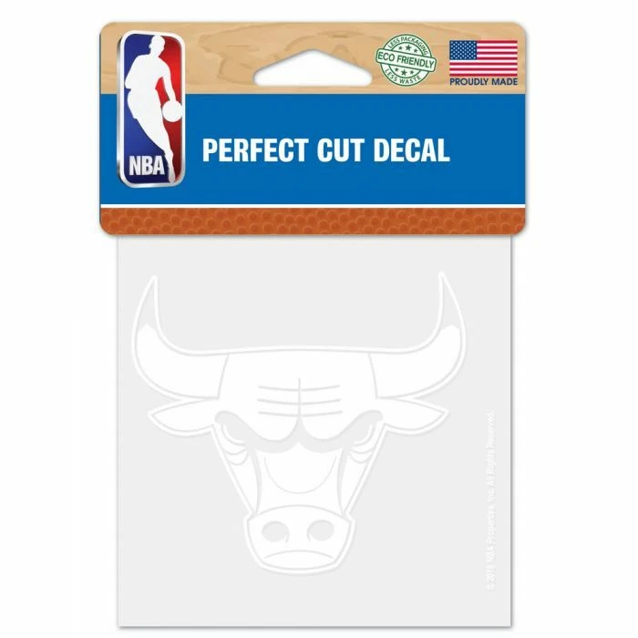 CALCOMANÍA CHICAGO BULLS BLANCA CORTE PERFECTO 4"X4" PARA WINDOWS LICENCIA NBA Foto 1 de 1