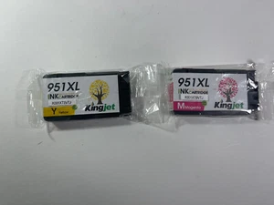 2 Kingjet Compatible Ink Cartridges SEALED Replacements 951XL Yellow & Magenta. - Picture 1 of 2