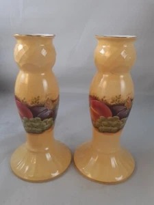 Aynsley Obstgarten goldene Kerzenhalter x 2 feine Knochenchina 1. Qualität britisch - Bild 1 von 13