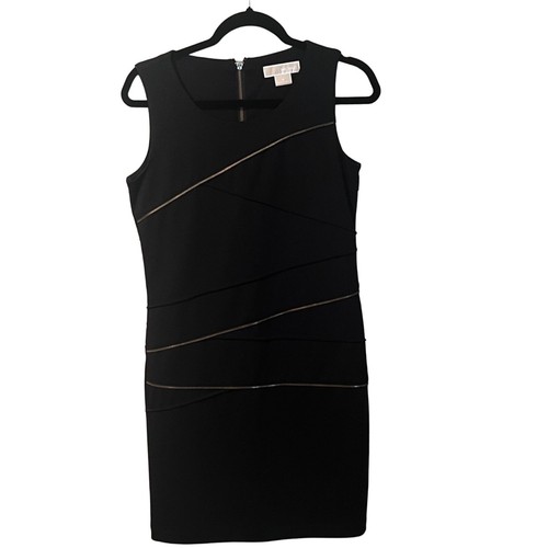 Abito tubino nero senza maniche Michael Kors con accento cerniera argento taglia 4