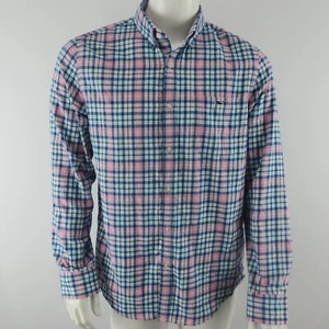 Vineyard Vines Performance Flannel Slim Fit Tucker Shirt Mens Medium Pink Blue - Picture 1 of 8