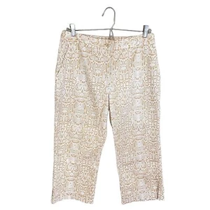EP Pro Golf Womens 6 Beige Snake Print Stretch Cotton Cropped Capri Pants - Picture 1 of 10