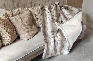 Beige Lynx With Cream Luxury Lining - High Quality Super Deluxe Throw - Picture 1 of 3