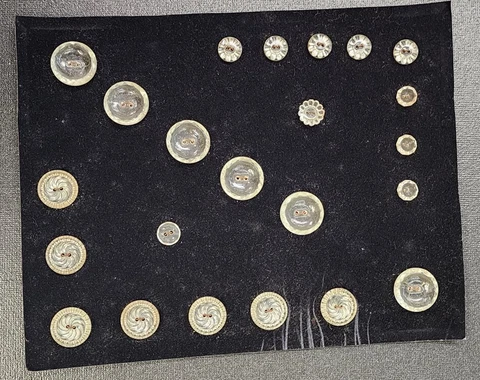 Transparent Glass Buttons Vintage /Antique Carded Cover