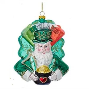 Irish Santa Claus Glass Christmas Tree Ornament Ireland - Picture 1 of 2