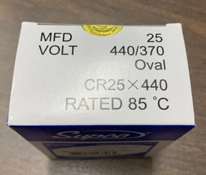SUPCO CR25X440 OVAL RUN CAPACITOR (25 MFD X 440VAC) - Picture 1 of 4