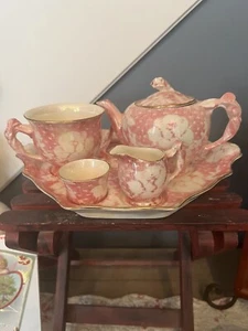 Vintage Royal Winton Chintz Pink Rose Brocade Breakfast Set Teapot Rosebud Tea - Picture 1 of 6