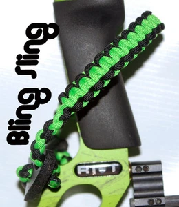 Neon green black Archery Bow wrist strap FREE SHIPPING Bling Sling - Picture 1 of 3