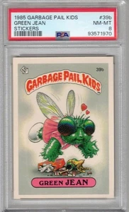 1985 GARBAGE PAIL KIDS STICKERS #39b GREEN JEAN SERIES 1 GPK PSA 8 - Picture 1 of 2