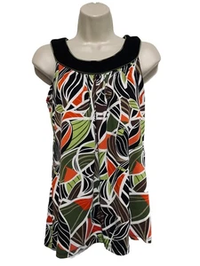 cocomo womens top M sleeveless pleated multicolor geometric - Picture 1 of 9