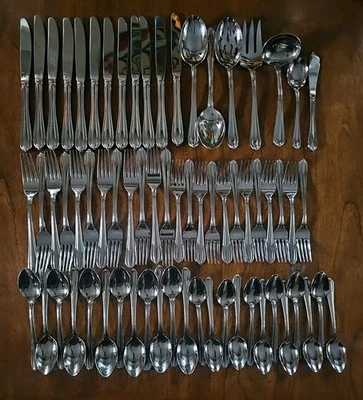 Gorham Stainless Flatware Melon Bud  67pc Service For 12 Plus Serving 18/8  - Image 1 of 4