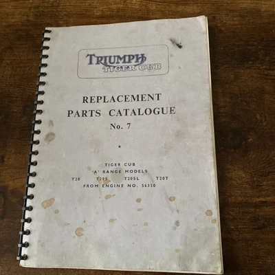 ORIGINAL USED TRIUMPH T20 PARTS MANUAL BOOK No. 7, 295/60 FOR 1960 SEASON - Image 1 of 3