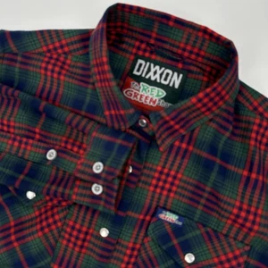 Camisa de Franela Dixxon Mujer Grande Roja Verde A Cuadros El Rojo Verde Show Abotonada - Imagen 1 de 10