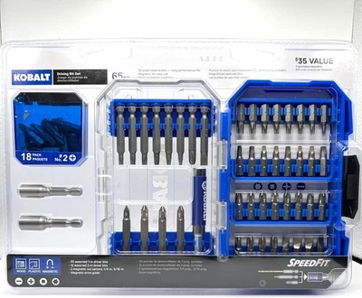 Brand New KOBALT 65pc Driving Set Hex Shank Speed Fit Magnetic S2 Steel - Image 1 of 4
