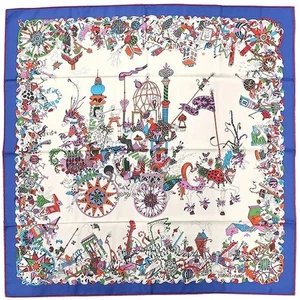 HERMES Scarf Carre 90 LA FOLLE PARADE Multicolor Silk Women's Made in France - Picture 1 of 4