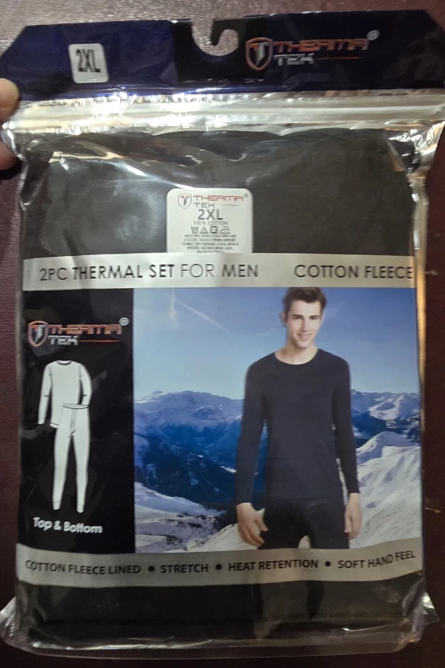 Juego de 2 piezas de vellón de algodón térmico para hombre 2XL 100 % algodón superior e inferior clima frío Foto 1 de 4