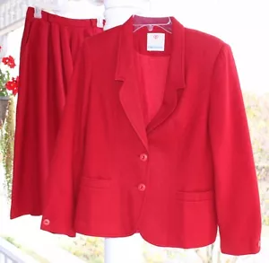 ✅ Conjunto Blazer Chaqueta Falda Traje Vintage College Town Rojo 100% Lana Pura Para Mujer 8 - Imagen 1 de 12
