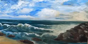 B Phillips Vintage Framed Original Oil Painting 1960 Ocean Seascape Nautical - Picture 1 of 5