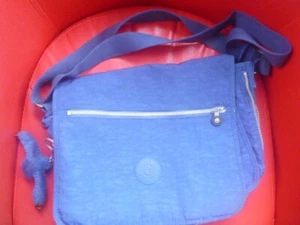 KIPLING LARGE SATCHEL TYPE BAG POCKETS ZIP STORAGE LAPTOP TRAVEL BLUE COLLEGE CF - Picture 1 of 6