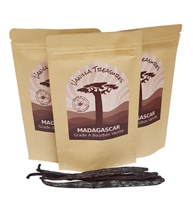 6 Madagascan GRADE A Bourbon Organic vanilla pods. ORGANIC WHOLE FOODS - Picture 1 of 11