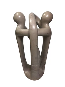Speckstein Figur Abstrakt Handgeschnitzt 2 Figuren in Unendlichkeit Liebe Umarmung - Bild 1 von 7