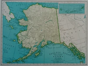 L@@K! Vintage 1944 World War WWII Atlas Colored Map Alaska, AK & Wyoming, WY OLD - Picture 1 of 12
