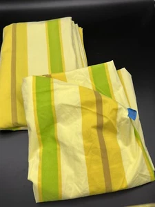 MCM Sears Roebuck Percale Sierra Stripe Yellow TWIN Size Fitted & Flat Sheet - Picture 1 of 6