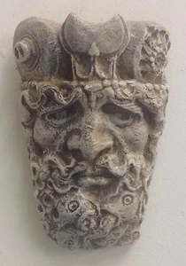 Antique finish Gothic Triton Face Wall Plaque Home Garden Decor 10034 - Picture 1 of 3