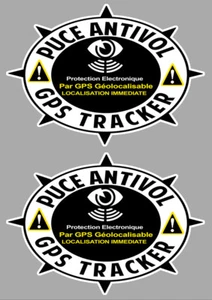 2 X STICKER ANTIVOL PUCE ALARME PROTECTION GPS TRACKER 4cm STICKER VL009 - Imagen 1 de 1
