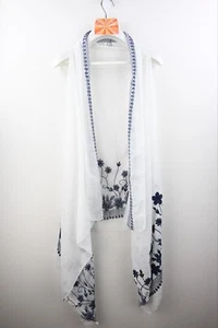 Ivy's design embroidered guaze cotton waterfall shawl OSFM - Picture 1 of 11