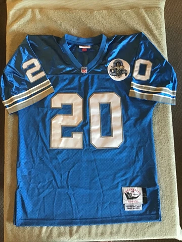 Used Mitchell & Ness BARRY SANDERS #20 Throwback Jersey 44L Detroit Lions 60th Cover