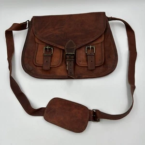 Komal's Passion Leder Herren braun verstellbarer Riemen Kuriertasche Klappe Schultertasche - Bild 1 von 19
