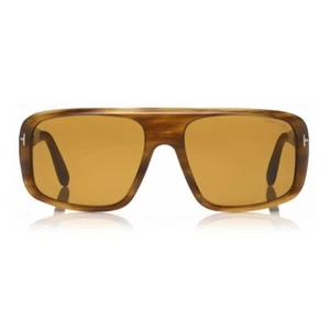 Tom Ford Duke TF754 56E Brown Wood Aviator Plastic Sunglasses 59-18-135 sd - Picture 1 of 2