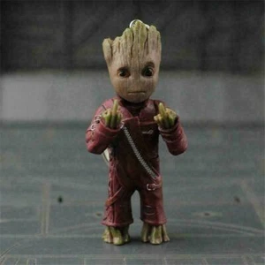 Guardians of the Galaxy Vol.2 Baby Groot Middle Finger KeyChain PVC Figure Toy B - Picture 1 of 8