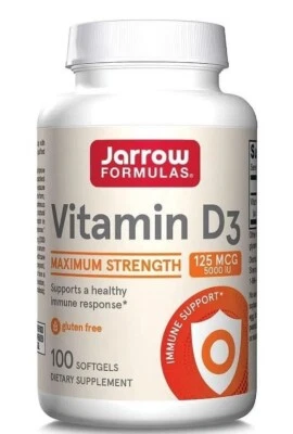 Cápsulas gelatinosas de vitamina D3 Jarrow Formulas - 5000UI - 100 ct - Imagem 1 de 2