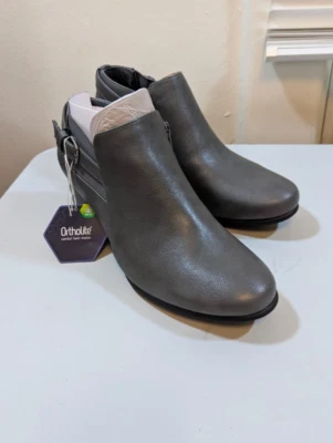 Nuevos botines Croft & Barrow para mujer talla 8,5 cremallera lateral gris ortolita con suela negra Foto 1 de 4