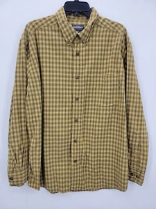 Woolrich Shirt Mens XL Yellow Gray Plaid Flannel Long Sleeve Button Up Outdoor - Picture 1 of 10