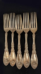 Antique 1881 Rodgers A1 Silver Plated Forks Set Of 5 - Patented 1808 - Picture 1 of 9