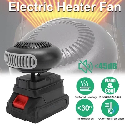 Portable Battery Heater Small Space Heater Car Heater Fan w/Battery & Charger