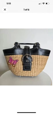 Bolso para mujer Coach Basket tejido vintage con acento de mariposa de gamuza - y2k Foto 1 de 4