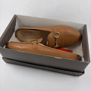 Vionic Adeline Cognac/Karamell Leder Komfort Horsebit Pantoletten Flats Größe 7 M - Bild 1 von 9