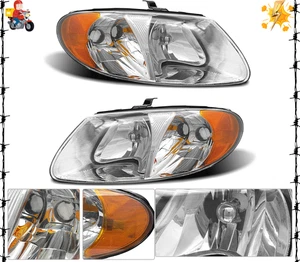 Faro proiettore Dodge Caravan 2001-2007 ricambio originale alloggiamento cromato riflettore ambra - Foto 1 di 10
