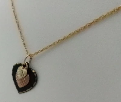 Landstrom's Black Hills Oro Negro Recubierto de Polvo Corazón Colgante 10K Dijes Colgantes Foto 1 de 4