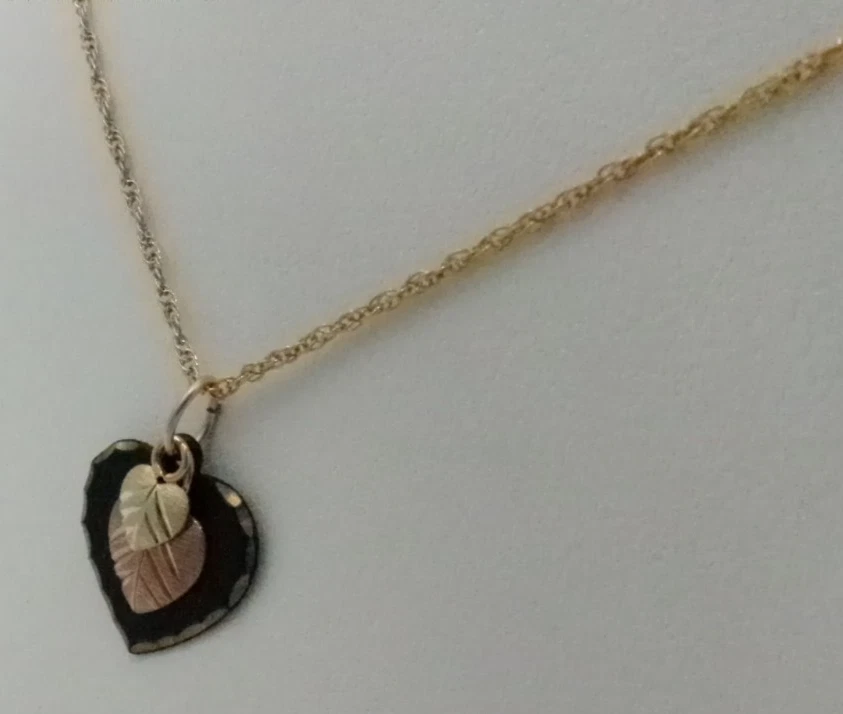 Landstrom's Black Hills Oro Negro Recubierto de Polvo Corazón Colgante 10K Dijes Colgantes Foto 1 de 4